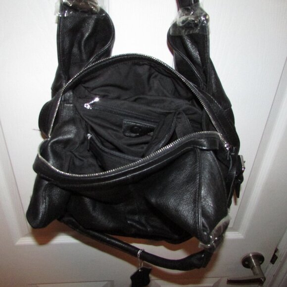 Leather Black Unique Hobo Handbag - NEW - Picture 9 of 13